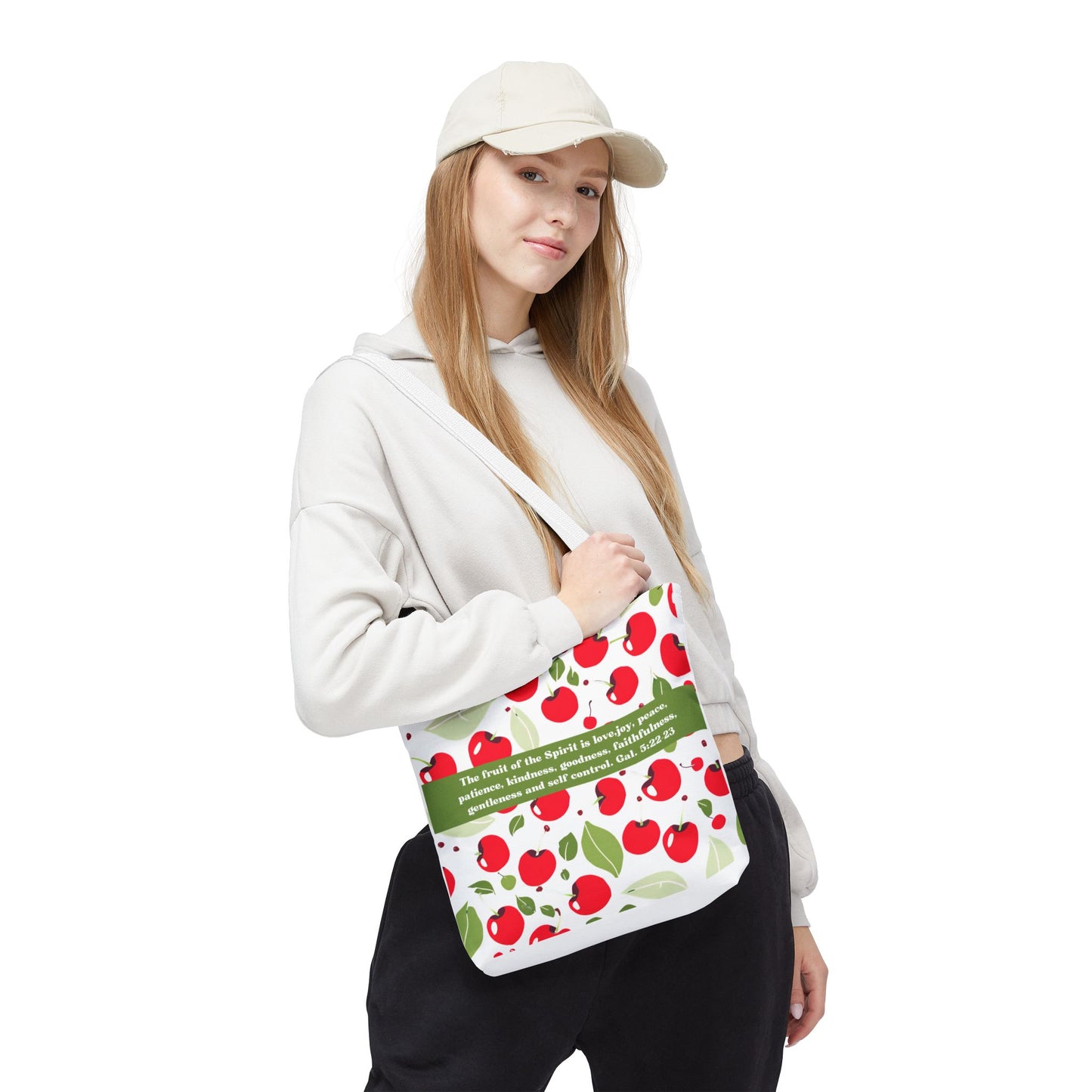 Cherry Blossom Tote Bag, Fruit of the Spirit Bag, Faith and Style, Faith & Cherry Trend, Galatians 5:22-23