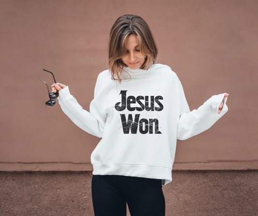 Jesus Won Sweatshirt, John 19:30 Design, Christian Sweatshirt, Faith and Style, Christian Apparel, Scripture Sweatshirt