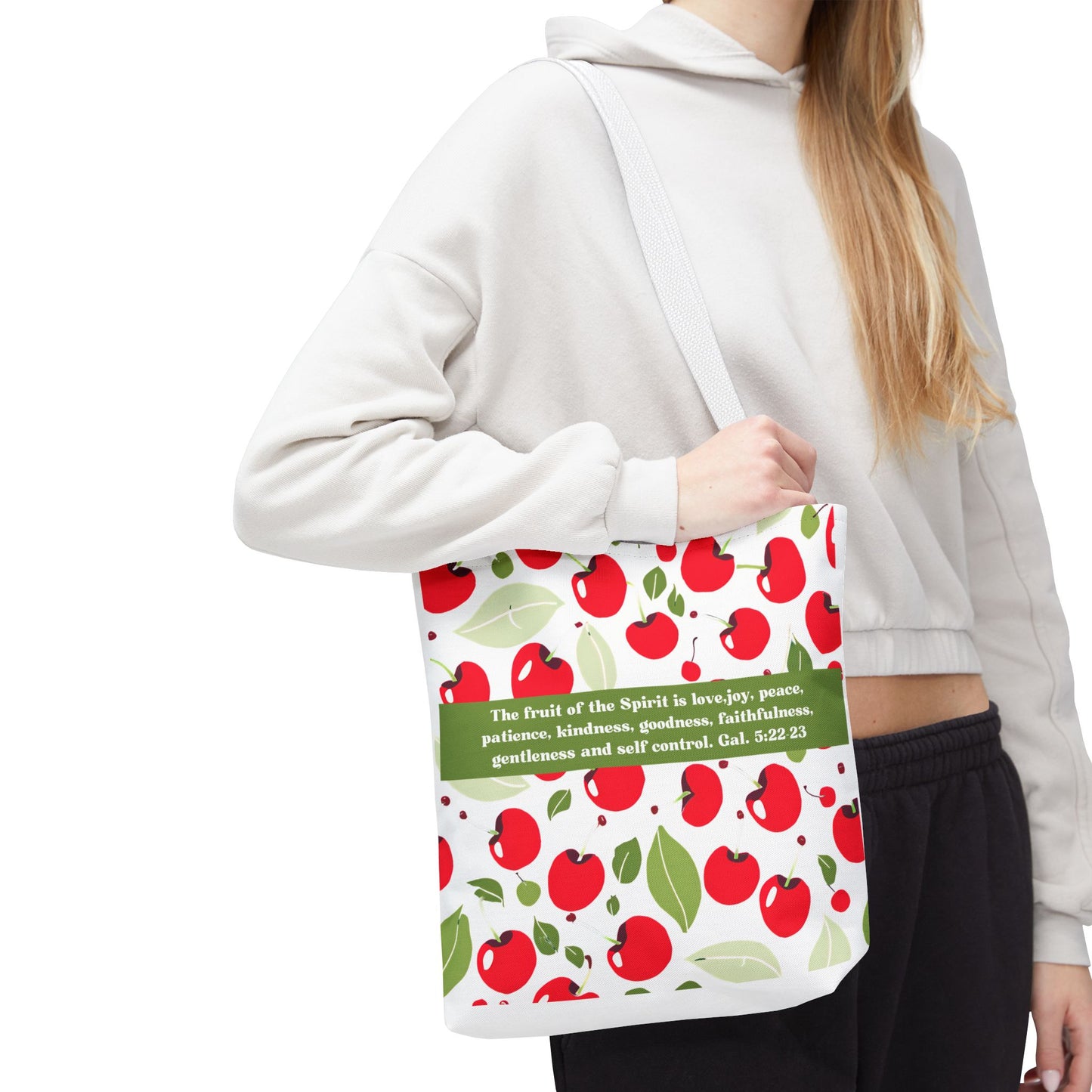 Cherry Blossom Tote Bag, Fruit of the Spirit Bag, Faith and Style, Faith & Cherry Trend, Galatians 5:22-23