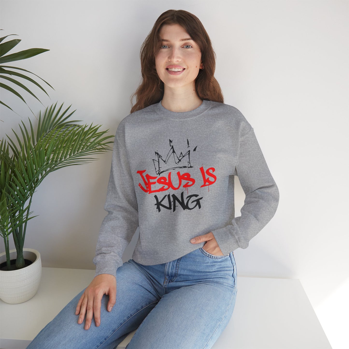 Jesus Is King Unisex Heavy Blend Crewneck Sweatshirt | Faith & Style | Christian Apparel